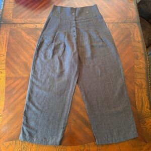 Lilith Linen Pants size 38 Small‎ Loose Wide Leg Balloon Lagenlook Brown Gray